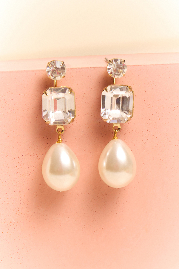 CRYSTAL PEARL TRIO EARRINGS