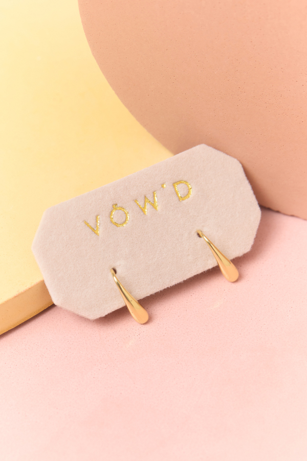 GOLD TEARDROP HUGGIE EARRINGS