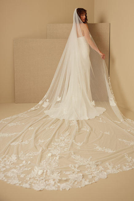 BEADED EMBROIDERED CATHEDRAL VEIL