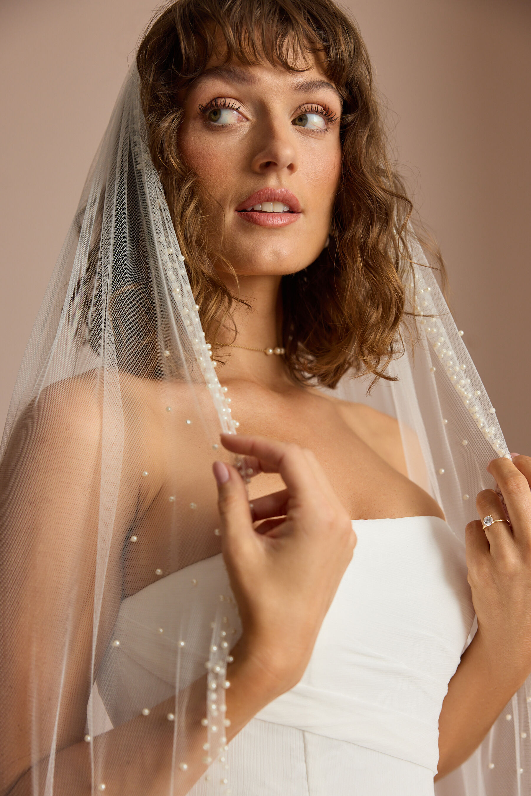 NWT Selena Scattered Pearl Wedding Veil SCATTERED PEARL EDGE VEIL | Vow main image 2