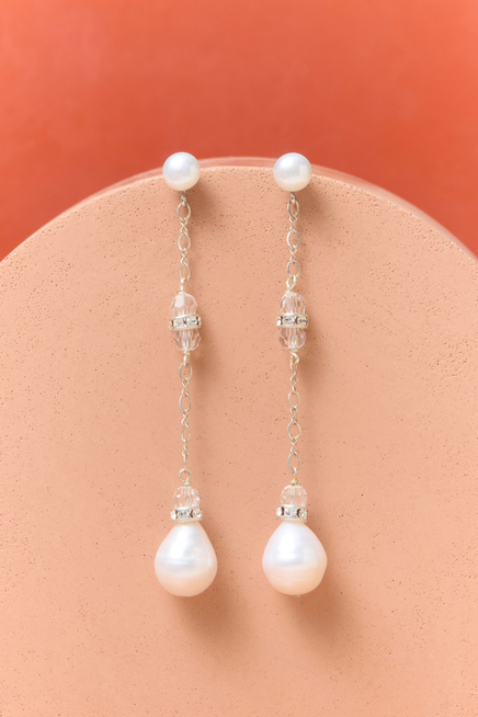 CHAIN DROP PEARL EARRINGS