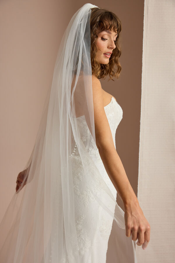 NEW cathedral veil rhinestones embellished bottom NEW cathedral veil rhinestones embellished bottom main image 2