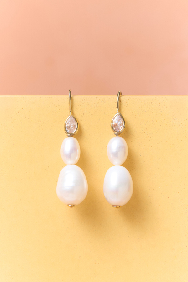 DOUBLE PEARL DROP EARRINGS