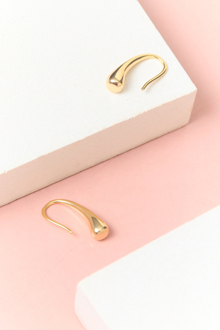 GOLD TEARDROP HUGGIE EARRINGS
