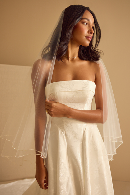 CRYSTAL PEARL TRIM VEIL