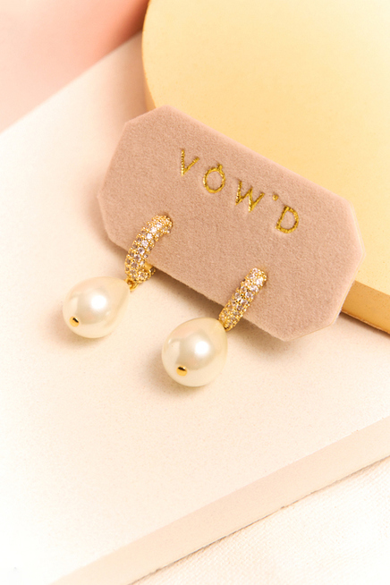 CRYSTAL PEARL TEARDROP EARRINGS